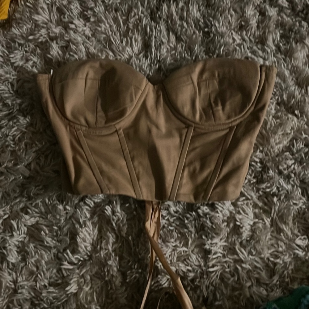 Light brown / tan strapless corset
